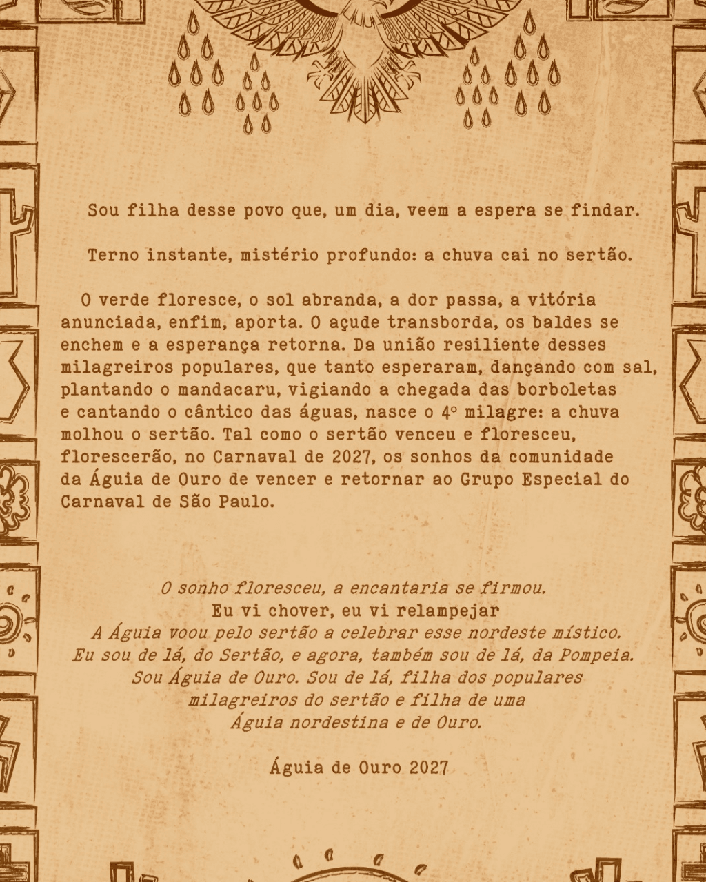 Águia de Ouro anuncia enredo 2027